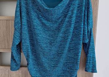 Śliczna włoska morska błyszcząca bluzka nietoperz 38