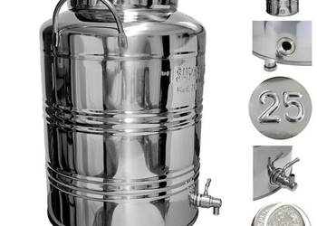 Beczułka beczka stal kwasówka inox bańka 25L z kranem na alkohol wino oliwę