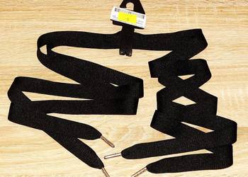 Sznurówki czarne, długość 130-140 cm, szerokość 20 mm, Gamrat, NOWE