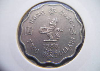Stare monety 2 dolar 1980 Hong Kong Stare monety 2 dolar 1980 Hong Kong