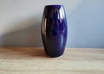 Stary niebieski, kobaltowy wazon porcelit Pruszków design PRL 1960
