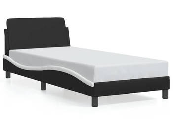 Rama łóżka z zagłówkiem czarno-biała ekoskóra 80x200 cm WM-373083