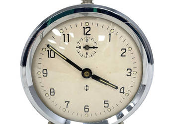 Vintage budzik mechaniczny Haller, Niemcy z lat 60. kremowy, działający