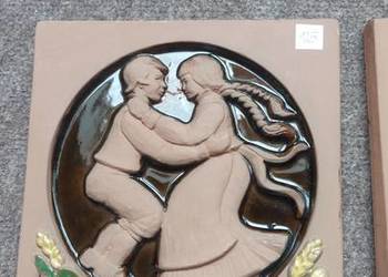 Kafel ceramiczny, Jie Gandofta. W tańcu.  Syg. Solveig. Do p Kafel ceramiczny, Jie Gandofta. W tańcu.  Syg. Solveig. Do p