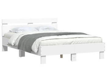 Rama łóżka z wezgłowiem i LED biała 120x200 cm WM-3207553