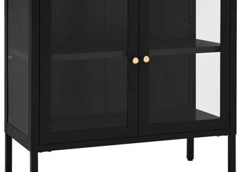 Szafka boczna czarna 70x35x70 cm stal i szkło WM-336064