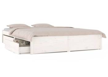 vidaXL Rama łóżka z szufladami, biała, 160x200 cm(SKU:3103524)