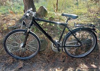 Alu Czarny Rower Miejski Męski 3x8 Alivio Amortyzator Prądnica 26