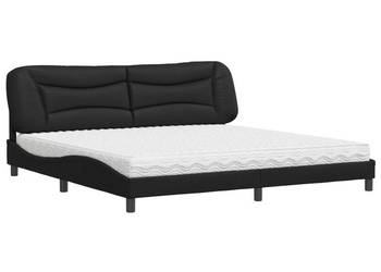 Łóżko z materacem czarne sztuczna skóra 200x200 cm WM-3208745