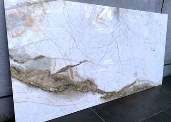 Gres BIAŁY MARMUR poler złoto 120x60 WYSOKI POŁYSK