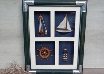 Marynistyka żeglarstwo gablota marynistyczna węzły żeglarskie 45x36cm