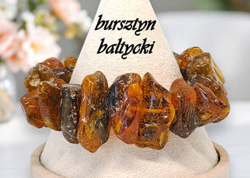 Bransoletka z bursztynu, BURSZTYN bryłki mleko koniak cytryna #816