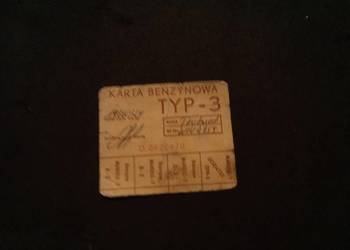 Karta benzynowa typ 3 1988 PRL