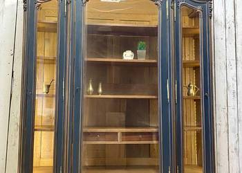 BIBLIOTEKA 3-drzwiowa witryna antracyt, Louis XV Francja I pół. XX w. Antyk