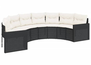 Sofa ogrodowa z poduszkami półokrągła czarny rattan PE WM-3318513