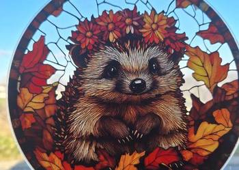 Witraż świąteczny na okno szybę dekoracja ozdoba okienna jesienna Nowa