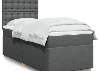 Łóżko kontynentalne z materacem ciemnoszara tkanina 80x200 cm WM-3291122