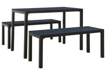 vidaXL 3-cz. zestaw mebli do ogrodu, stal i WPC, czarny(SKU:317139)