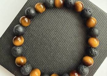 Bransoletka damska z lawy i ceramiki na prezent