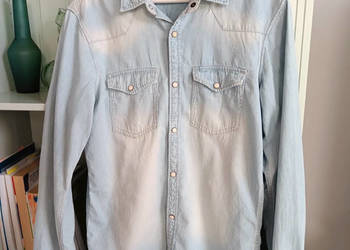 Jasnoniebieska denimwa koszula z zatrzaskami Blue Ridge r. S