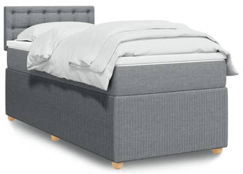 Łóżko kontynentalne z materacem jasnoszare tkanina 90x200 cm WM-3287353