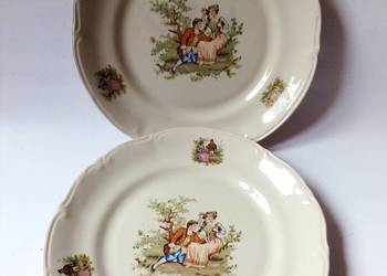 dwa duże talerze miłość wiedeńska porcelit Tułowice vintage PRL