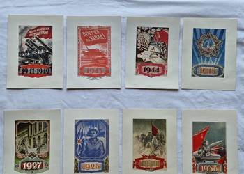 8 kart ? plakatów? ZSRR lata 1927 - 1945 unikat