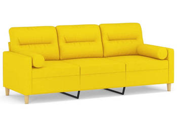 3-osobowa sofa z poduszkami jasnożółta 180 cm tkanina WM-3200834