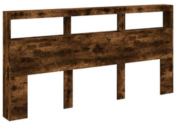 Zagłówek z półkami i LED przydymiony dąb 200x17x102 cm WM-839221
