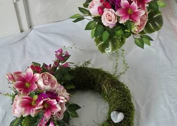 Dekoracja nagrobna stroik kompozycja na cmentarz. Komplet