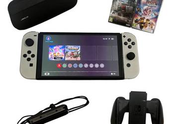 Nintendo Switch OLED Biały + Akcesoria + Gry – kompletny zestaw
