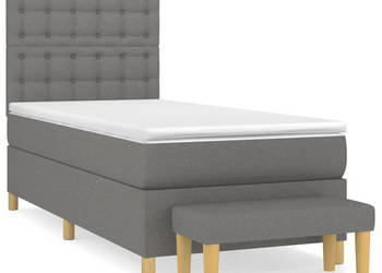 Łóżko kontynentalne z materacem ciemnoszara tkanina 80x200 cm WM-3137430