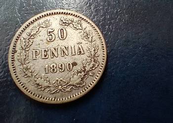 Stare monety 50 pennia 1890 Finlandia srebro
