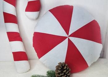 Zestaw  świąteczny poduszka i laska cukrowa