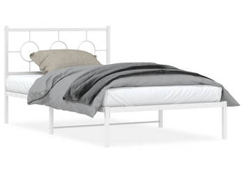 Łóżko Metalowe Białe Rama Łóżka Ze Stelażem Biała 107x203 cm WM-376289