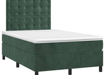 Łóżko kontynentalne z materacem i LED zielony aksamit 120x200cm WM-3136356