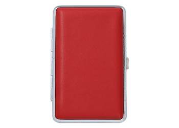 Papierośnica Skórzana SLIM na Cienkie Papierosy Jednolity Kolor Czerwony