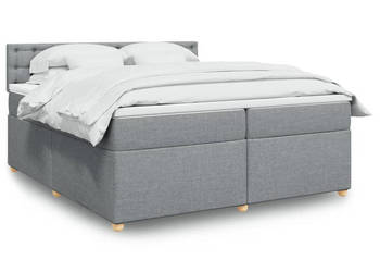 Łóżko kontynentalne z materacem jasnoszare tkanina 200x200 cm WM-3286801