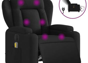 vidaXL Rozkładany fotel masujący, elektryczny, czarny, tkanina