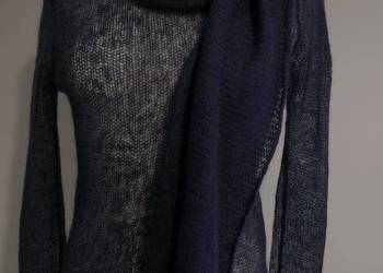 Sweter z Golfem Moherowy 50% Moher Mgiełka Kobaltowy Marka Premium Solar S