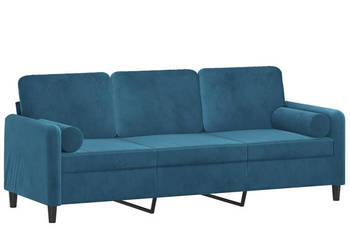 3-osobowa sofa z poduszkami niebieska 180 cm aksamit WM-3200900