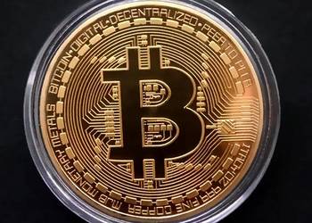 Bitcoin moneta pozłacana , moneta kolekcjonerska