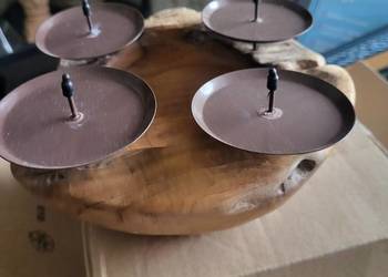 Świecznik drewno stal