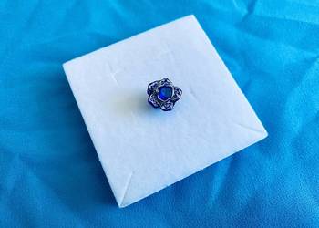 nowa unikatowa zawieszka charms beads błękitna róża srebro 925