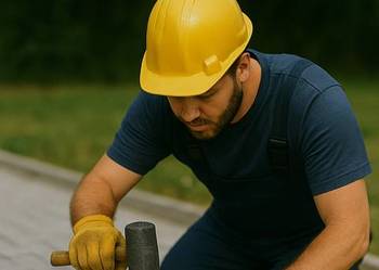 Ułożenie kostki, opaski brukowej na cmentarzu Bardzka, zakład kamieniarski