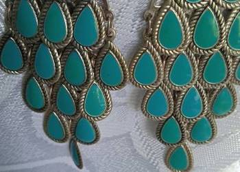 OKAZAŁE TURKUSOWE KOLCZYKI POSREBRZANE, OKAZAŁE TURKUSOWE KOLCZYKI POSREBRZANE,