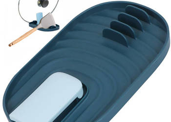 Podstawka kuchenna pod łyżki i pokrywkę | Ociekacz na 4 łyżki | Niebieska