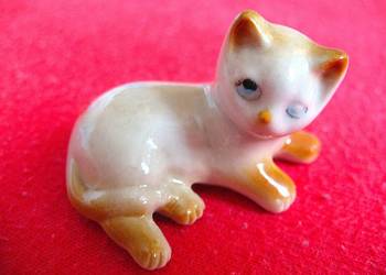 Kot - syjamski - porcelana - 3 x 4,5 x 3 cm Miniaturka