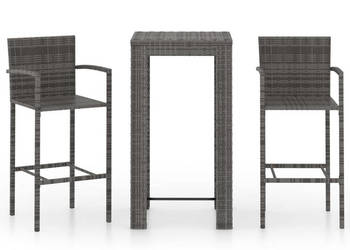 3-cz. zestaw mebli barowych z podłokietnikami rattan PE szary WM-3064806