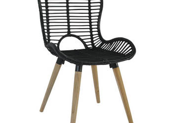 Krzesła stołowe 4 szt. czarne naturalny rattan WM-246808